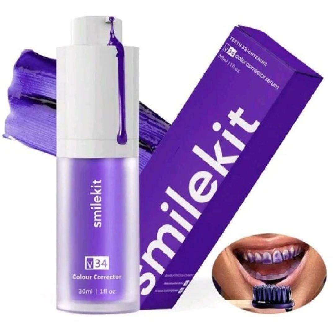 Teeth Whitening V34 Colour Corrector Serum-30ml Purple toothpaste- 1pcs