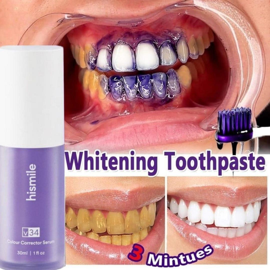 Teeth Whitening V34 Colour Corrector Serum-30ml Purple toothpaste- 1pcs