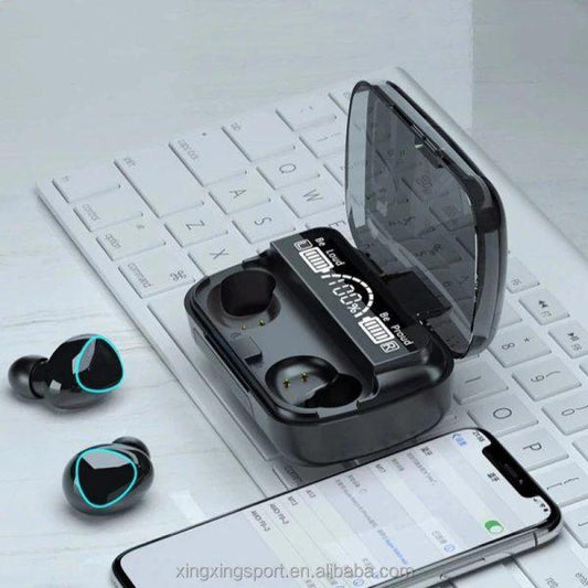 Black Earbuds with Long-Lasting Battery and Fast Charging