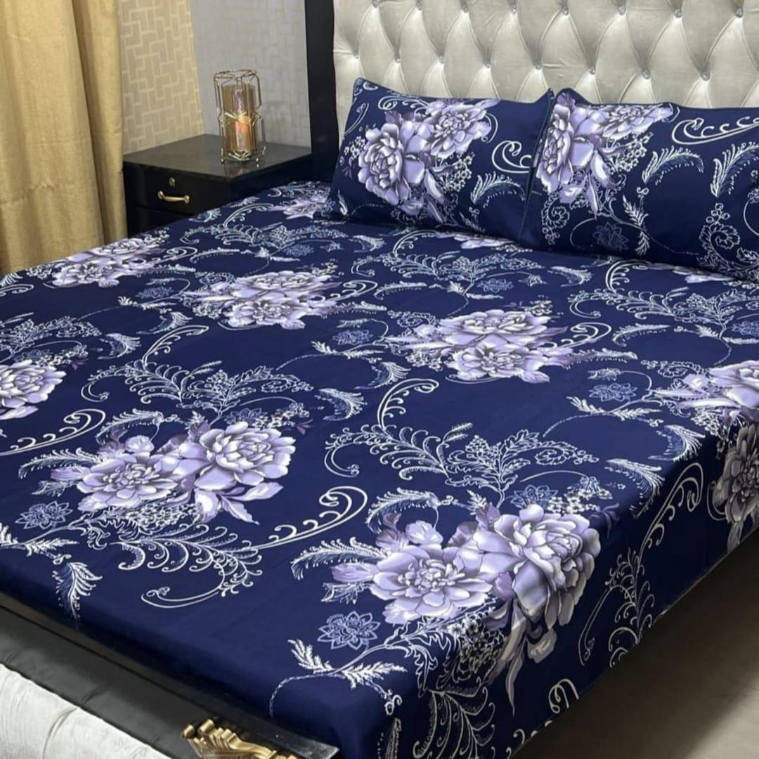 3-Piece Crystal Cotton Printed Double Bed Sheet Set